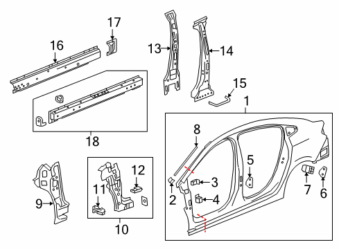 2018 Chevrolet Cruze Center Pillar & Rocker, Hinge Pillar, Uniside Rocker Reinforcement Diagram for 84171961