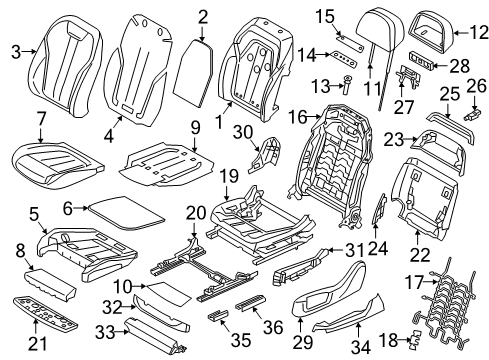 2017 BMW 740i Driver Seat Components Repair Kit, Retainers Diagram for 52107240386