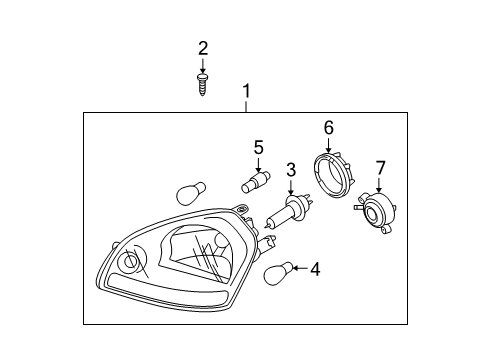 2005 Hyundai Tucson Bulbs Passenger Side Headlight Assembly Composite Diagram for 92102-2E050