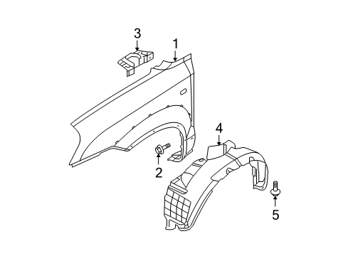 2008 Hyundai Tucson Fender & Components Front Wheel Guard Assembly, Right Diagram for 86812-2E010