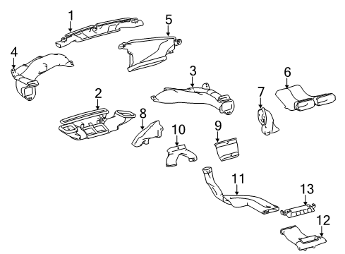 2011 Lexus CT200h Ducts Duct, Heater To Register Diagram for 55844-76010