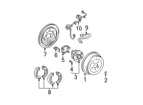 2003 Toyota Sienna Rear Brakes Rear Axle Bearing And Hub Assembly, Right Diagram for 42450-08010