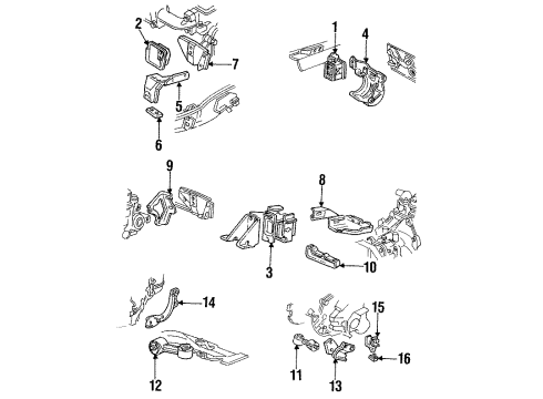 1994 Pontiac Sunbird Engine & Trans Mounting Bracket Asm-Engine Rear Mount Diagram for 22587202