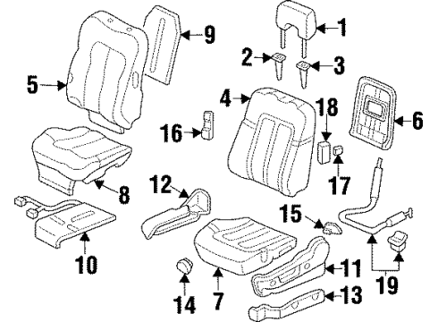 1997 Acura CL Heated Seats Pad & Frame, Left Front Seat-Back Diagram for 81632-SS8-A01