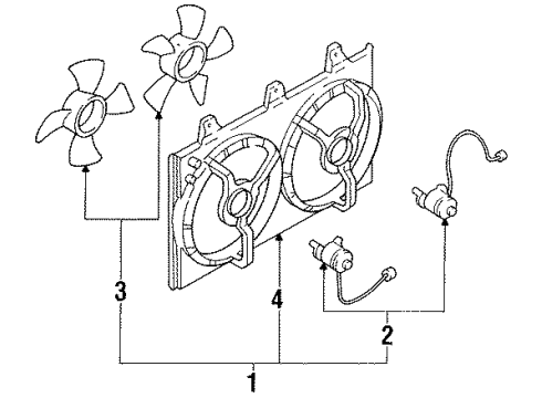 1990 Nissan Stanza Cooling System, Radiator, Water Pump, Cooling Fan Motor Assy-Fan & Shroud Diagram for 21481-57E00