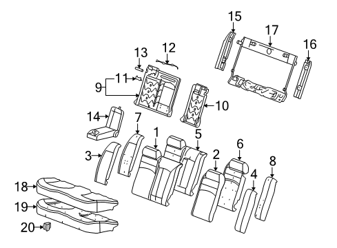 2005 Buick LaCrosse Rear Seat Components Pad Asm, Rear Seat Cushion Diagram for 88991692