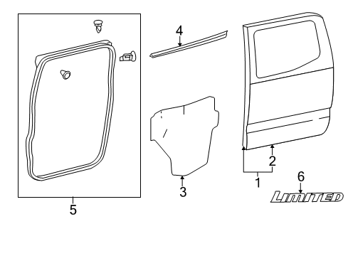 2015 Toyota Tacoma Rear Door & Components, Exterior Trim Door Weatherstrip Diagram for 67872-04010