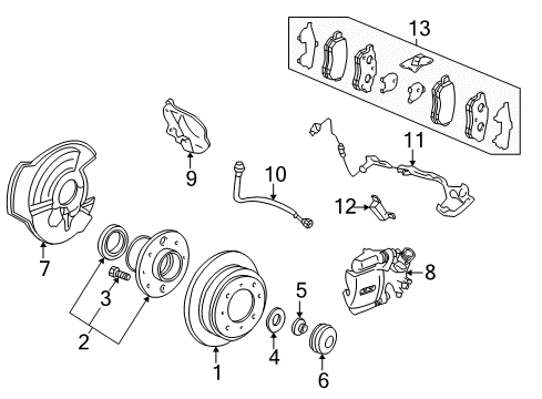 1994 Acura Integra Brake Components Front Brake Pad Set Pads Diagram for 45022-ST7-416