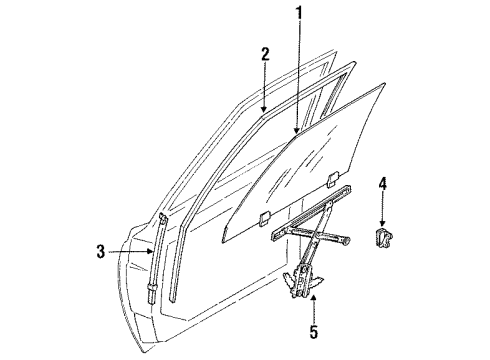 1985 Nissan Pulsar NX Front Door Glass & Hardware Cylinder Door Lock Diagram for H0600-01M01