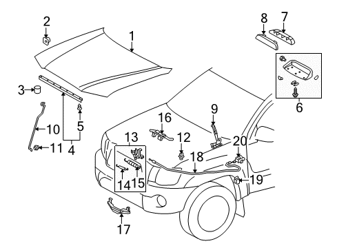 2008 Toyota Tacoma Hood & Components Seal Diagram for 53381-04040