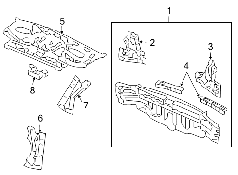 2005 Honda Accord Rear Body Stiffener, R. RR. Combination Diagram for 66117-SDA-A00ZZ