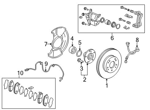 2012 Honda Civic Front Brakes Caliper Sub-Assembly, Left Front Diagram for 45019-TR7-A01
