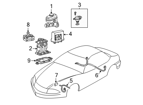 1999 Chevrolet Malibu ABS Components Cylinder, Brake Master Diagram for 18029862