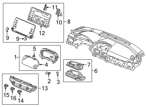 2020 Honda Accord Cluster & Switches, Instrument Panel Meter Assembly-, Combination Diagram for 78100-TVC-L21