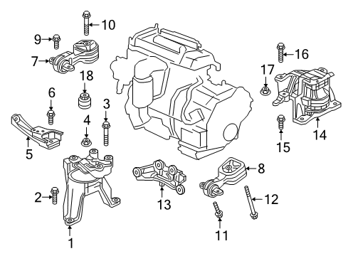 2022 Honda CR-V Engine & Trans Mounting Dynamic Damper, Engine Side Mounting Diagram for 50401-TLA-A02