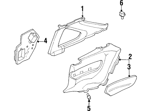 1995 Honda Prelude Interior Trim - Quarter Panels Seal, L. Quarter Hole Diagram for 74554-SS0-000