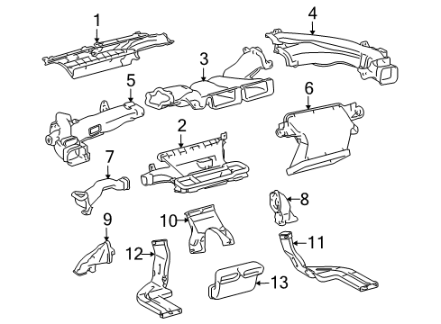 2014 Toyota Prius Plug-In Ducts Defroster Duct Diagram for 55844-47060