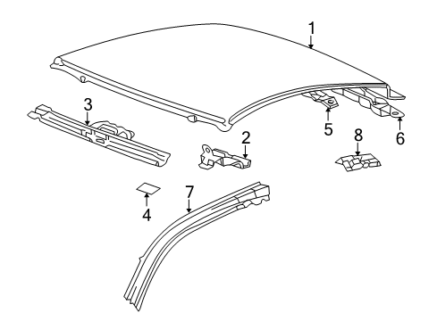 2001 Toyota Celica Roof & Components Bracket Diagram for 63137-20120