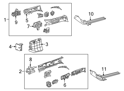 2022 Lexus ES300h Structural Components & Rails Plate, Radiator Side Diagram for 16691-0P020