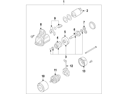 2012 Acura RL Starter Starter Motor Assembly (Dudv8) (Denso) Diagram for 31200-RKG-A01