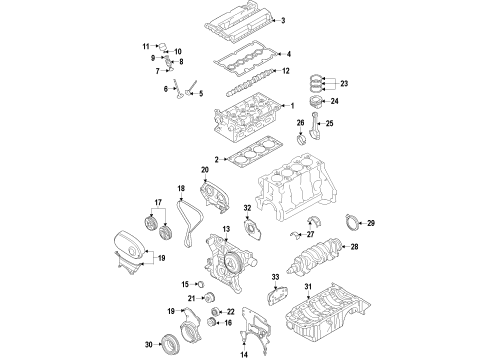 2009 Pontiac G3 Engine Parts, Mounts, Cylinder Head & Valves, Camshaft & Timing, Variable Valve Timing, Oil Cooler, Oil Pan, Oil Pump, Crankshaft & Bearings, Pistons, Rings & Bearings Strut Diagram for 96806644