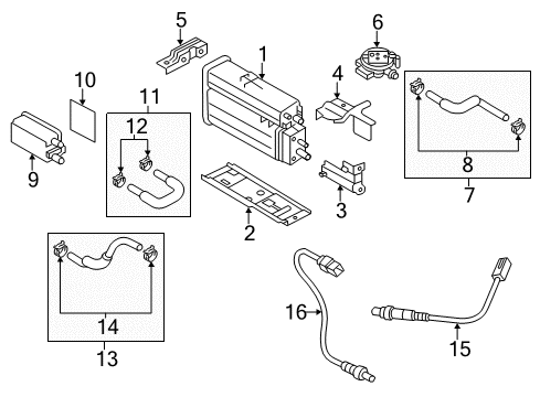 2013 Kia Optima Emission Components Canister & Holder Assembly Diagram for 31410-4R500