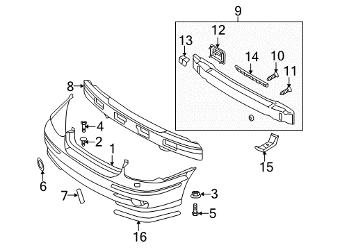 2003 Hyundai Sonata Front Bumper Stay Assembly-Front Bumper Diagram for 86542-3C000