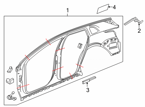 2020 Cadillac XT5 Uniside Uniside Panel Baffle Diagram for 84825100