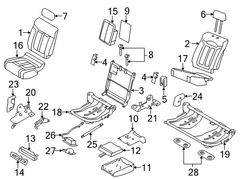 2011 Ford F-150 Rear Seat Components Headrest, Center Diagram for BL3Z-18611A08-A