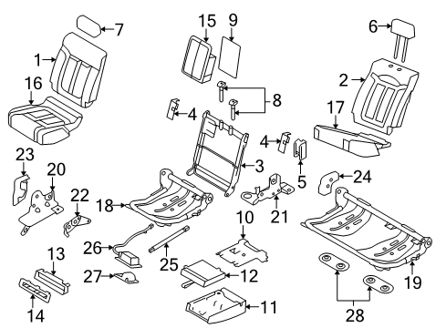 2013 Ford F-150 Rear Seat Components Cup Holder Diagram for BL3Z-1613562-AD