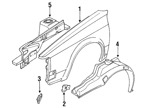 1985 Nissan Pulsar NX Fender & Components Protector Front Passenger Side Diagram for 63842-01M00