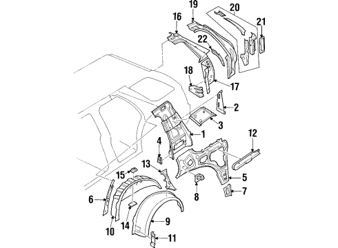 1993 Isuzu Rodeo Inner Structure - Quarter Panel Panel, R. Wheelhouse (Inner) Diagram for 8-94316-581-0