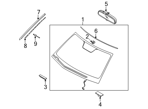 2009 Kia Borrego Windshield Glass, Reveal Moldings MOULDING Assembly-Windshield Diagram for 861312J010