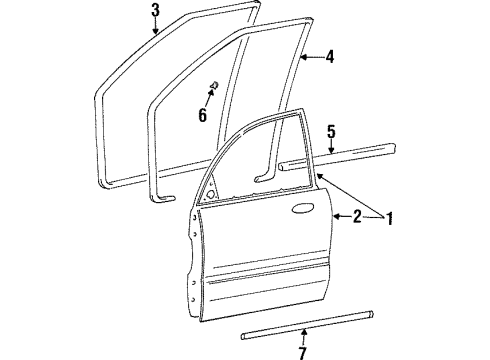 1998 Hyundai Sonata Front Door & Components, Exterior Trim Weatherstrip-Front Door Body Side RH Diagram for 82120-34000-FG