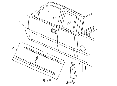 2003 Chevrolet Silverado 1500 Exterior Trim - Cab Molding Kit, Body Side Lower Rear (LH) Diagram for 88979998