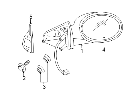 2001 Dodge Stratus Outside Mirrors Mirror-Mirror Replacement Diagram for 5069108AA