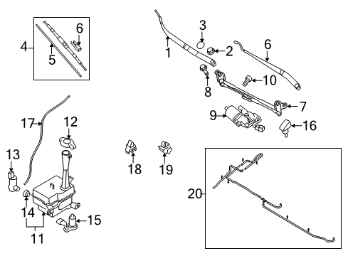 2009 Hyundai Elantra Wiper & Washer Components Hose Assembly-Windshield Washer Diagram for 98650-2H000