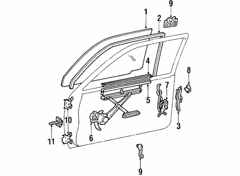 1989 Toyota Tercel Door Glass & Hardware Cylinder & Keys Diagram for 69051-16170