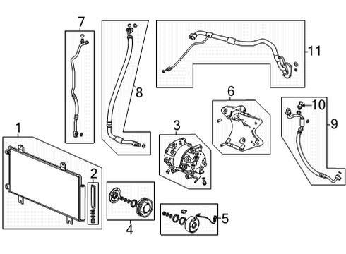 2022 Acura MDX A/C Condenser, Compressor & Lines Hose Assembly, Suction Diagram for 80311-TYA-A01