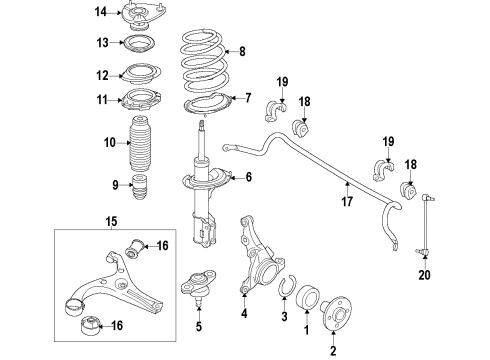 2012 Hyundai Elantra Front Suspension Components, Lower Control Arm, Stabilizer Bar Front Wheel Bearing (42X78X40) Diagram for 51720-2H000
