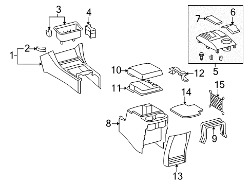 2015 Toyota Tacoma Console Cup Holder Diagram for 66992-04012