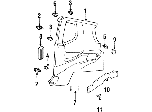 2001 Isuzu VehiCROSS Interior Trim - Quarter Panels Clip, Passenger Side Trim Cover (H=19.1Mm) Diagram for 8-94385-553-0