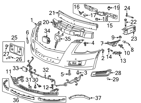 2014 Cadillac XTS Parking Aid Reverse Sensor Diagram for 23428268