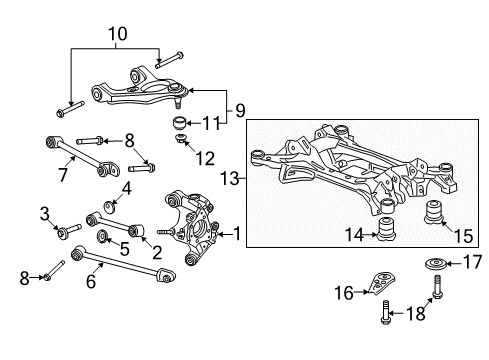 2014 Honda Crosstour Rear Suspension Components, Lower Control Arm, Upper Control Arm, Stabilizer Bar Arm, Right Rear (Upper) Diagram for 52510-TA0-A02