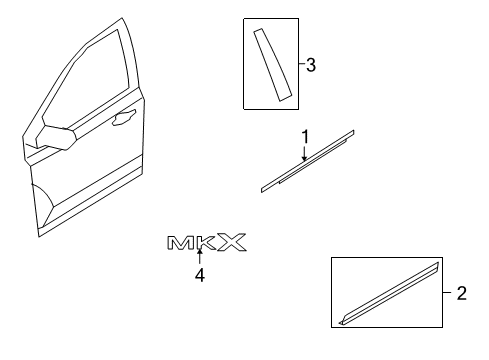 2009 Lincoln MKX Exterior Trim - Front Door Lower Molding Diagram for 7T4Z-7820878-BA