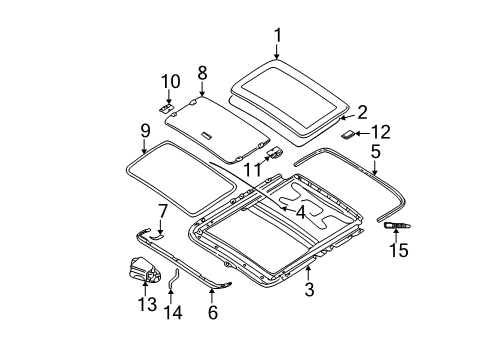 2005 BMW 330xi Sunroof Glass Cover Diagram for 54138217999