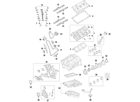 2018 Lexus GS450h Engine Parts, Mounts, Cylinder Head & Valves, Camshaft & Timing, Oil Pan, Oil Pump, Crankshaft & Bearings, Pistons, Rings & Bearings, Variable Valve Timing Piston Sub-Assembly, W/P Diagram for 13301-31060-A0