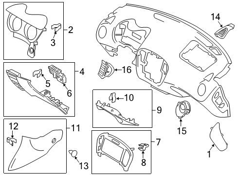 2014 Nissan Juke Cluster & Switches, Instrument Panel Mask-Instrument, RH Diagram for 68498-1KK0A