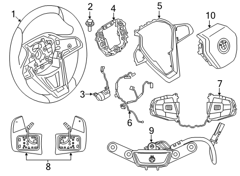 2022 BMW 530i xDrive Steering Wheel & Trim Sports Steering Wheel Leather Diagram for 32306871724