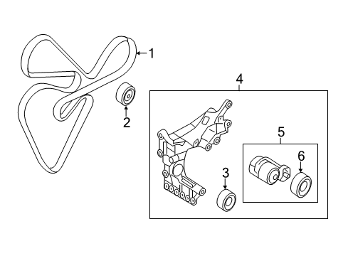 2012 Kia Sorento Belts & Pulleys V Ribbed Belt Diagram for 252122G750